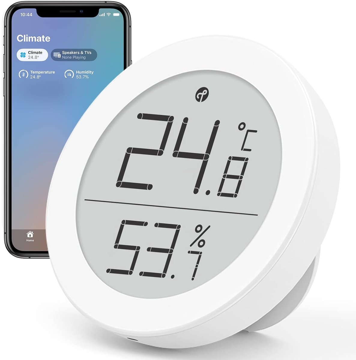 SnelShoppen - Draadloze Thermometer Hygrometer Sensor voor iOS - Hoge Nauwkeurigheid Temperatuur en Vochtigheid Monitor met E-Ink Display - Binnengebr