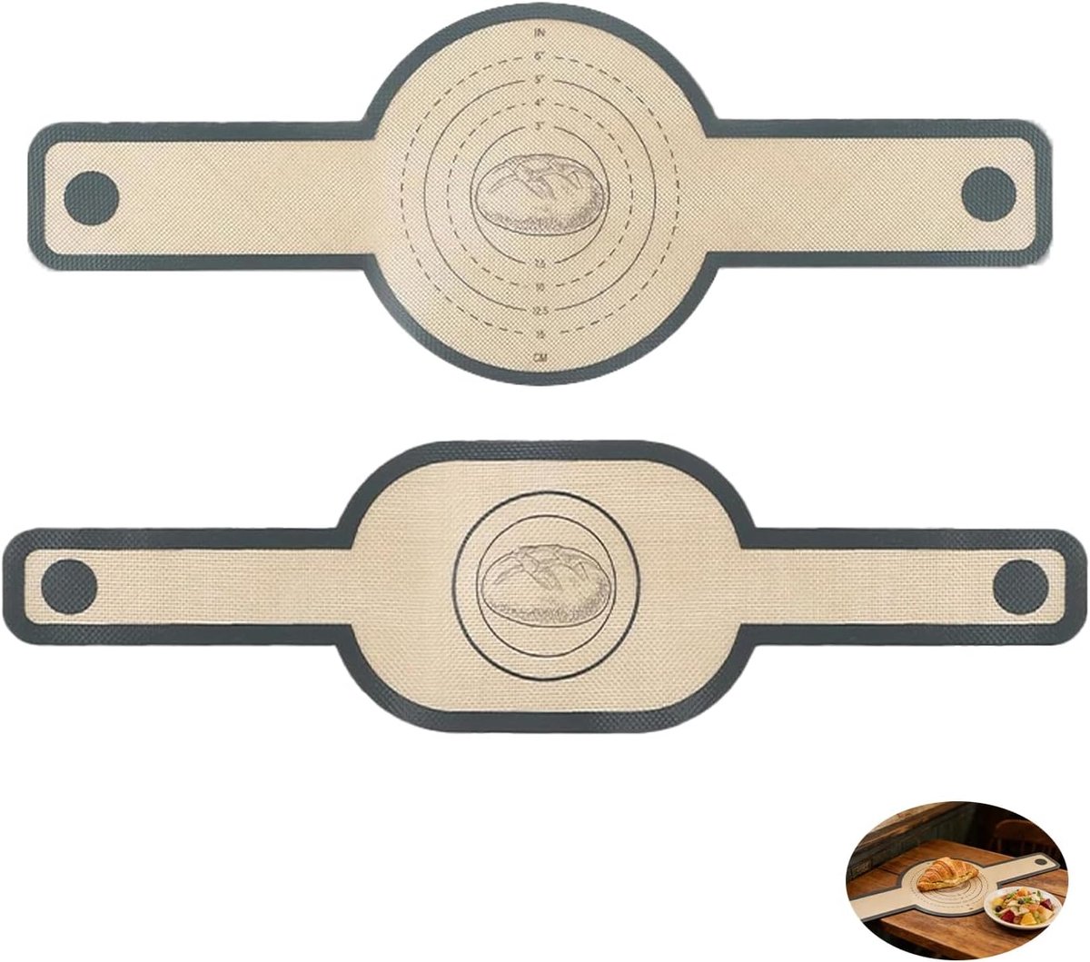 Siliconen bakmat 22 x 21 cm - herbruikbaar - lange handvatten - ideaal voor brood bakken - SnelShoppen