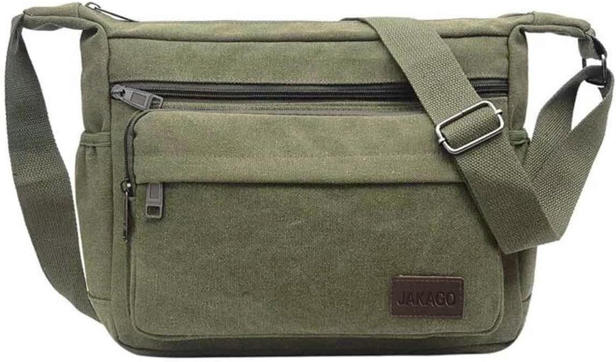 Schoudertas met meerdere vakken - casual canvas - voor reizen en dagelijks gebruik - SnelShoppen