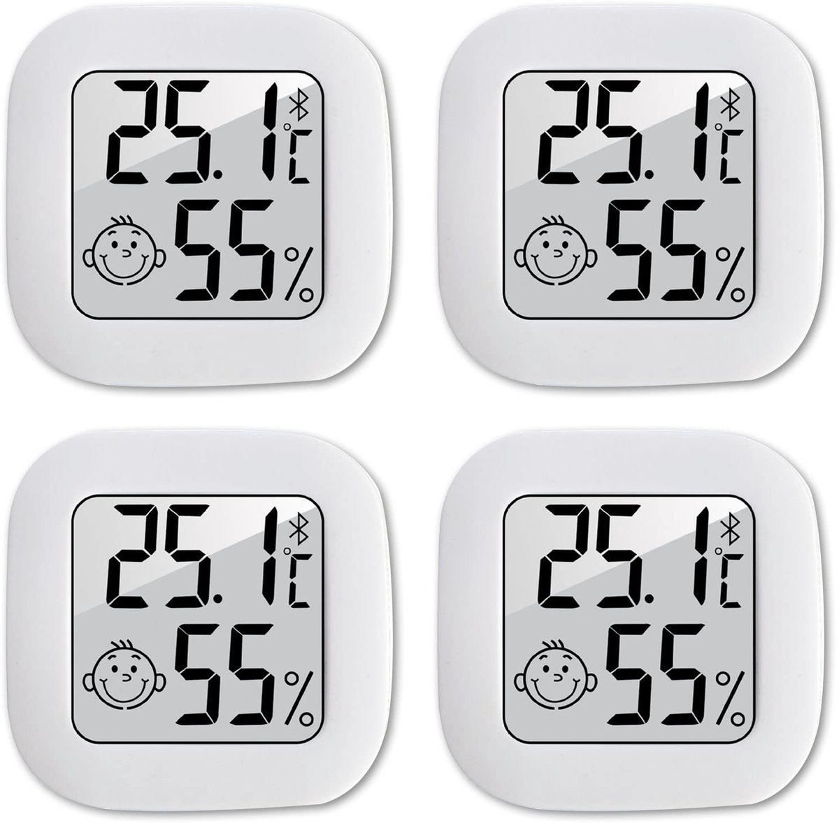 RUIZHI Digitale thermometer hygrometer voor binnen, 4 stuks, met luchtvochtigheidsmeter, voor babykamer, werkkamer - ShopVlot