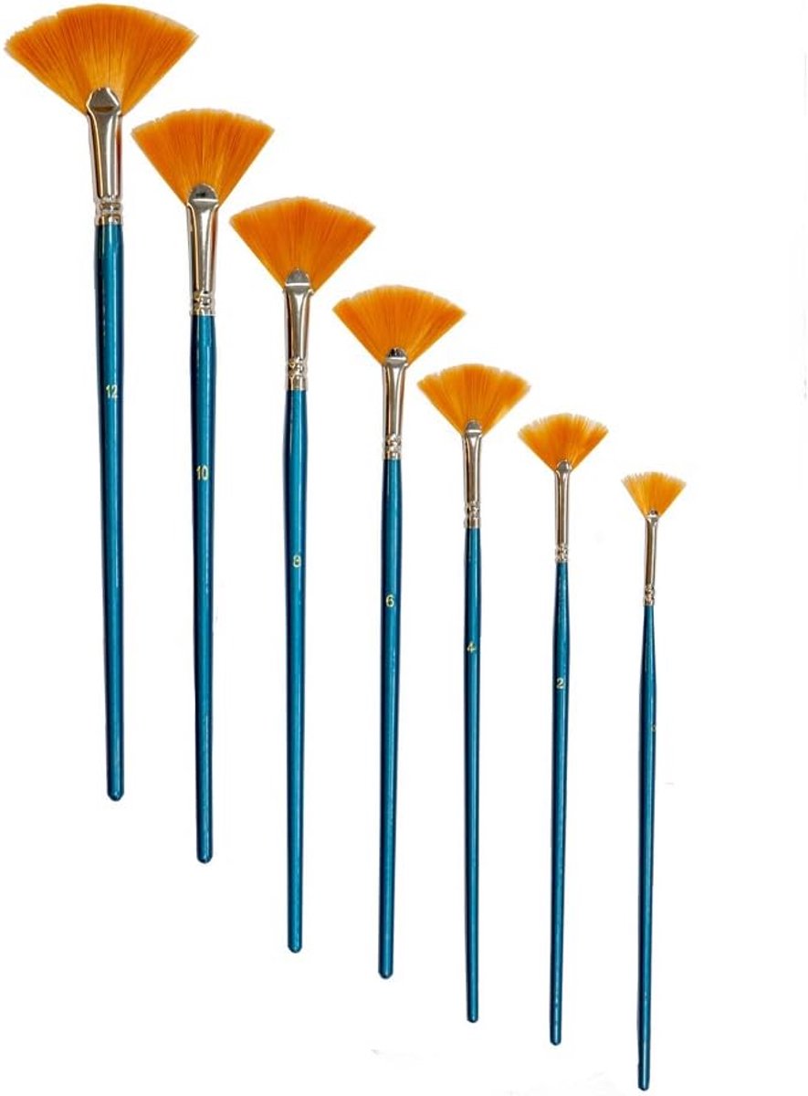 Verfkwasten set 7-delig - gouden synthetisch - hoge elasticiteit - ideaal voor acryl en aquarel - ShopVlot