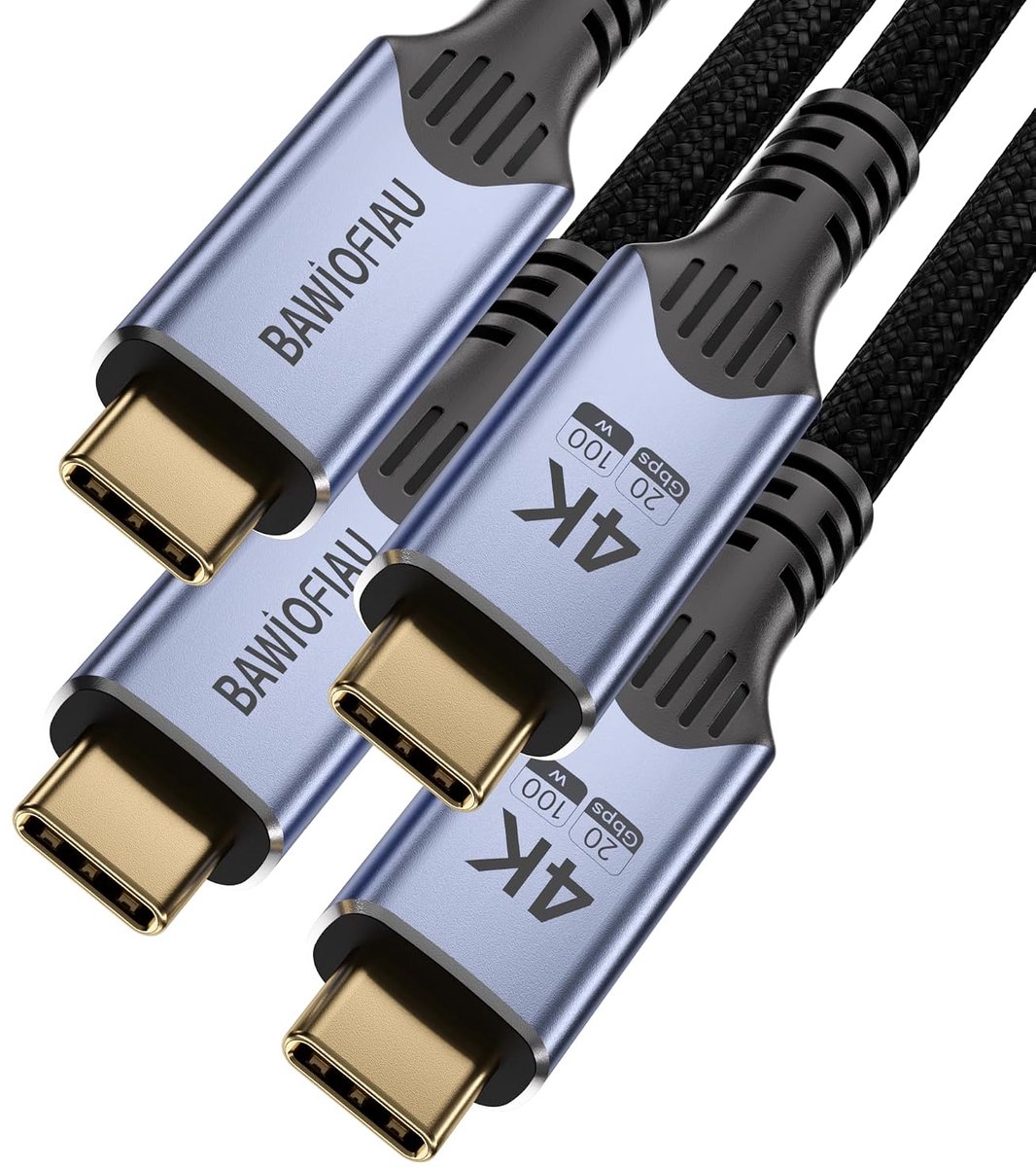 USB C kabels 20Gbps - 6.6ft 2 stuks - 4K@60Hz video - hoge snelheid datatransfer - ShopVlot