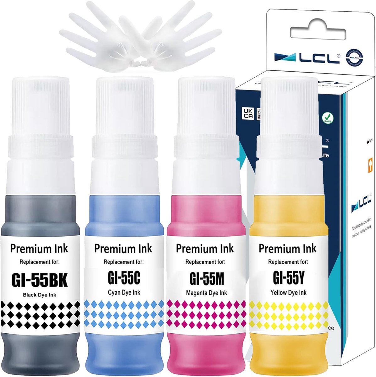 Inktpatronen compatibel met Canon Maxify GX1050 GX2050 - 4-pack - zwart, cyaan, magenta, geel - tot 7700 pagina's - ShopVlot