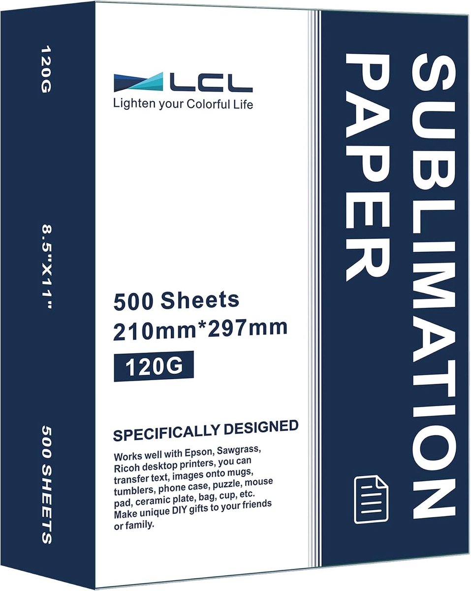 Sublimatiepapier A4 120gsm - 500 vellen - Geschikt voor Epson, Sawgrass en Brother - Makkelijk in gebruik - ShopVlot