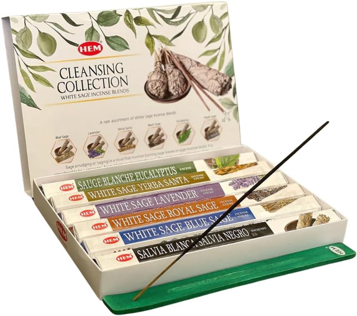 Wierooksticks 100g - witte salie, blauwe salie, lavendel, heilige gras, eucalyptus - ShopVlot