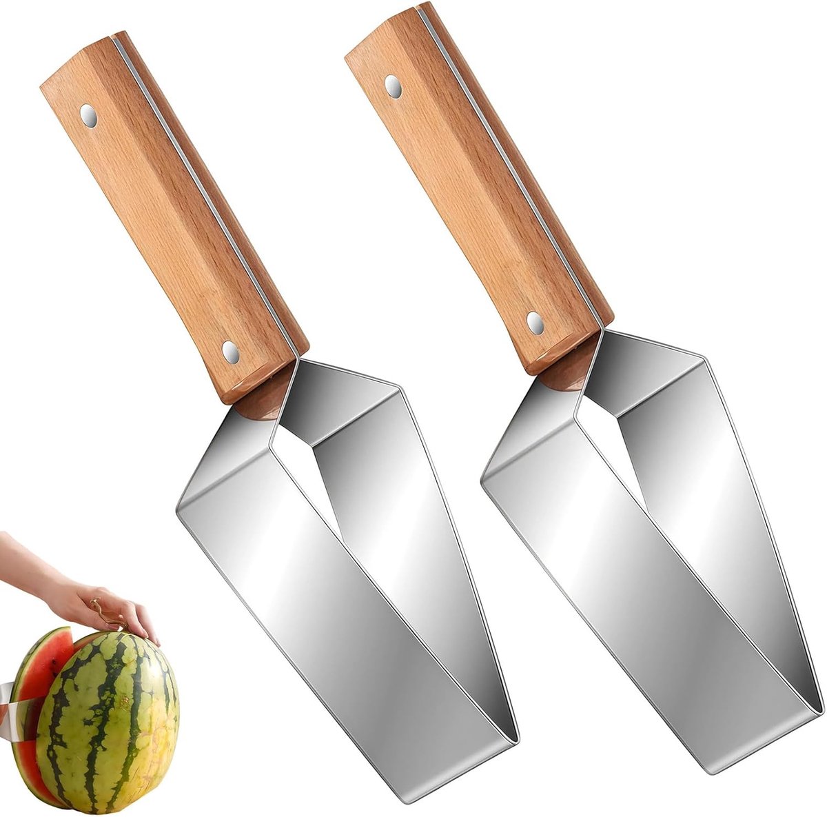 Handmatige meloensnijder 2 stuks - roestvrijstalen fruitverdeler - ergonomische handgreep - ShopVlot