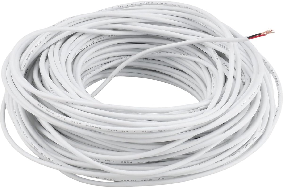 Elektrische kabel 20 m - 2 draad - 24 AWG - PVC flexibel - ideaal voor verlichting - ShopVlot