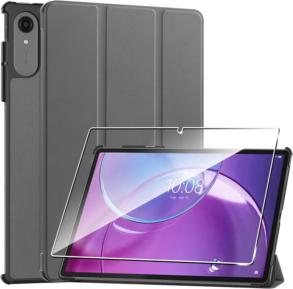 Leren hoes voor Lenovo Idea Tab Pro Gen 2 2025 - gehard glas - auto wach/sleep - optimale bescherming - ShopVlot