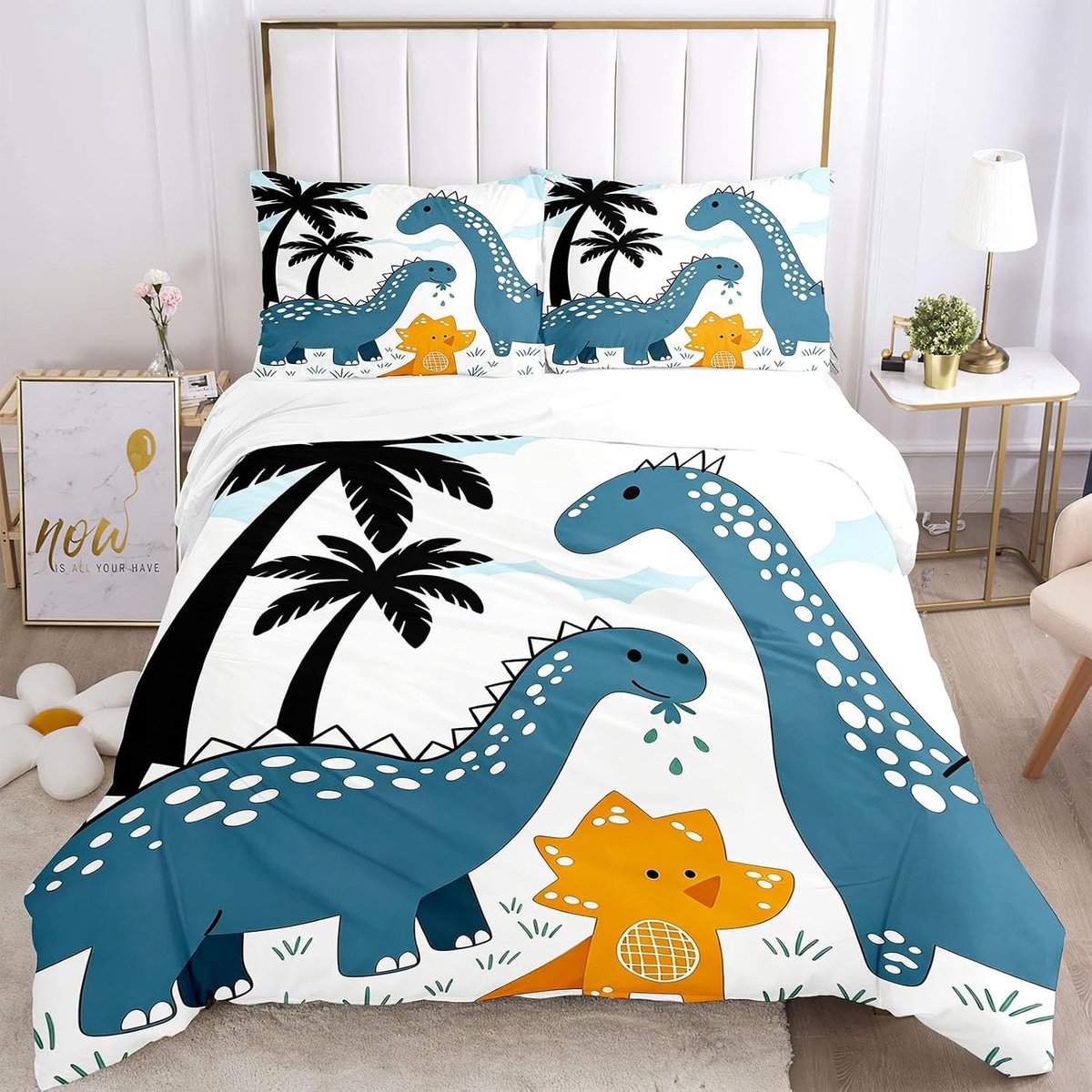 Dekbedovertrekset dinosaurus 135 x 200 cm - zacht polyester - cartoonprint - stimuleert fantasie - ShopVlot