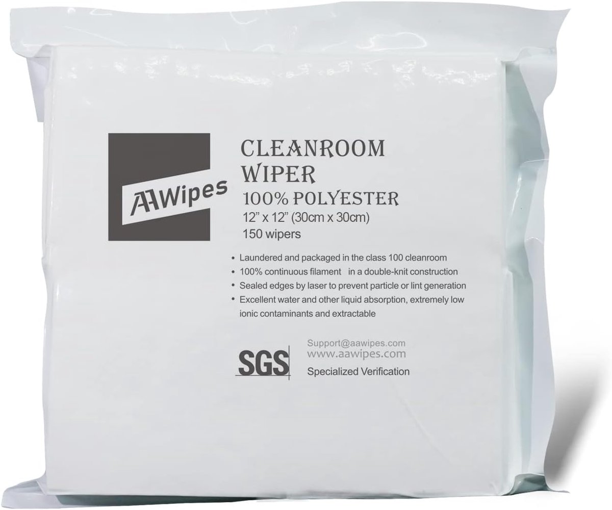 Cleanroom Wipers 12" x 12" - 100% Polyester - Lint-vrij - Ideaal voor gevoelige omgevingen - ShopVlot