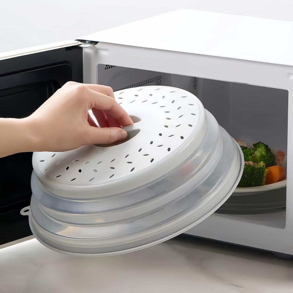 Kookgerei deksel - Grijs - Vouwbaar ontwerp - Houdt de magnetron schoon - ShopVlot