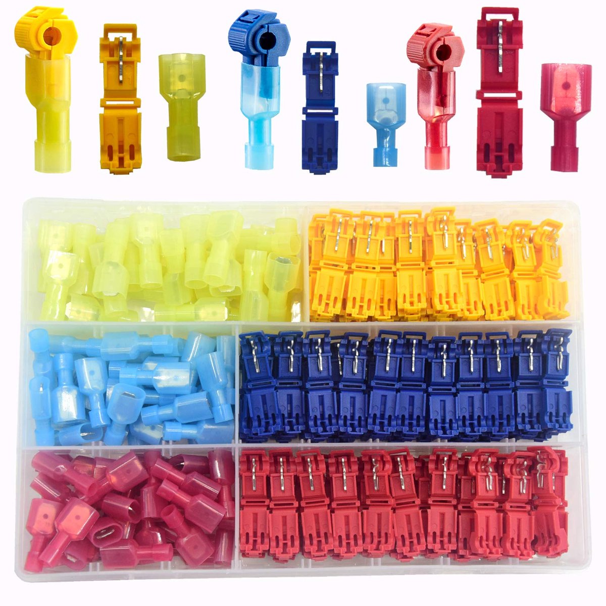 T-Tap Connectors 200Pcs - Nylon en koperen spade connectors - Zelfstripend - Ideaal voor elektrische verbindingen - ShopVlot