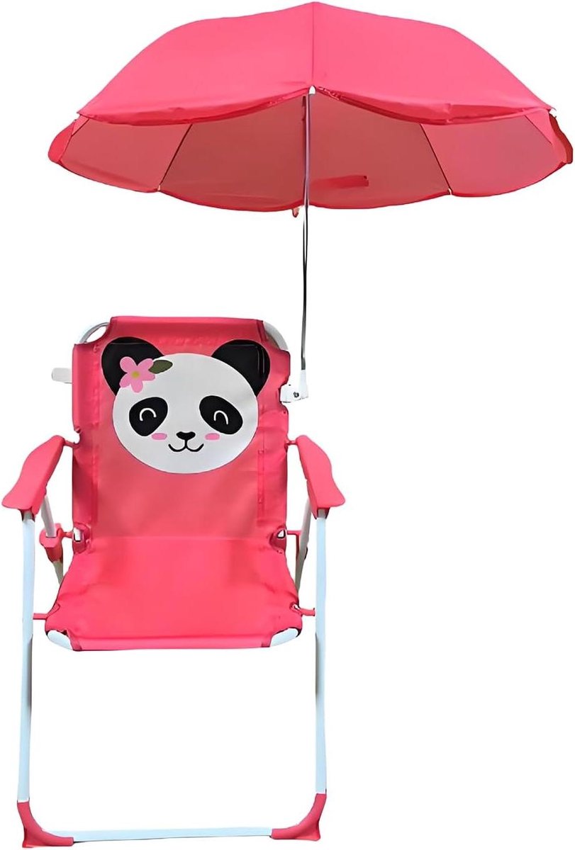 Kinderstoel met Parasol - Opvouwbare Stoel - Buitenactiviteiten - Windbestendig Staalframe - 35x51 cm - Blauw