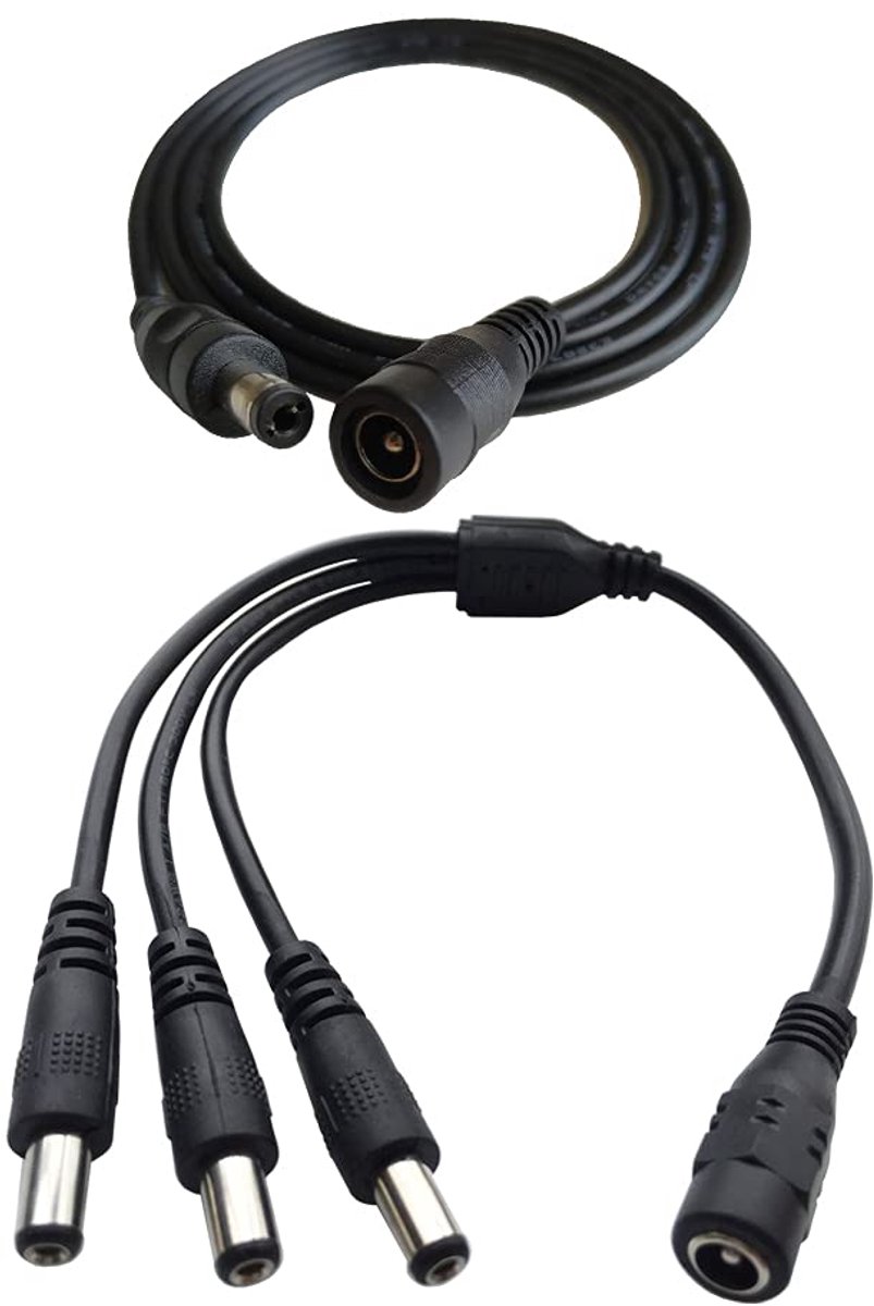 DC Y Splitter Adapter Kabel 12V 5.5 x 2.1mm - 3 Weg Verdeelstuk - 1m Verlengkabel - ShopVlot