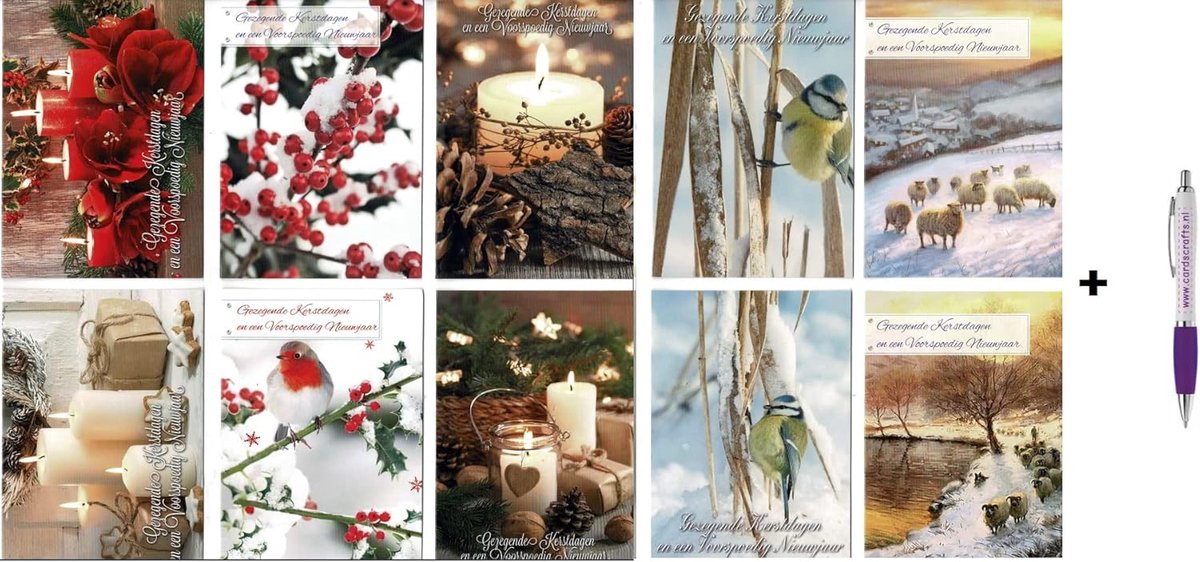 Kerstkaarten 100 stuks 9,5x14 cm - Luxe dubbelzijdig - Inclusief enveloppen - Perfect voor feestdagen - ShopVlot