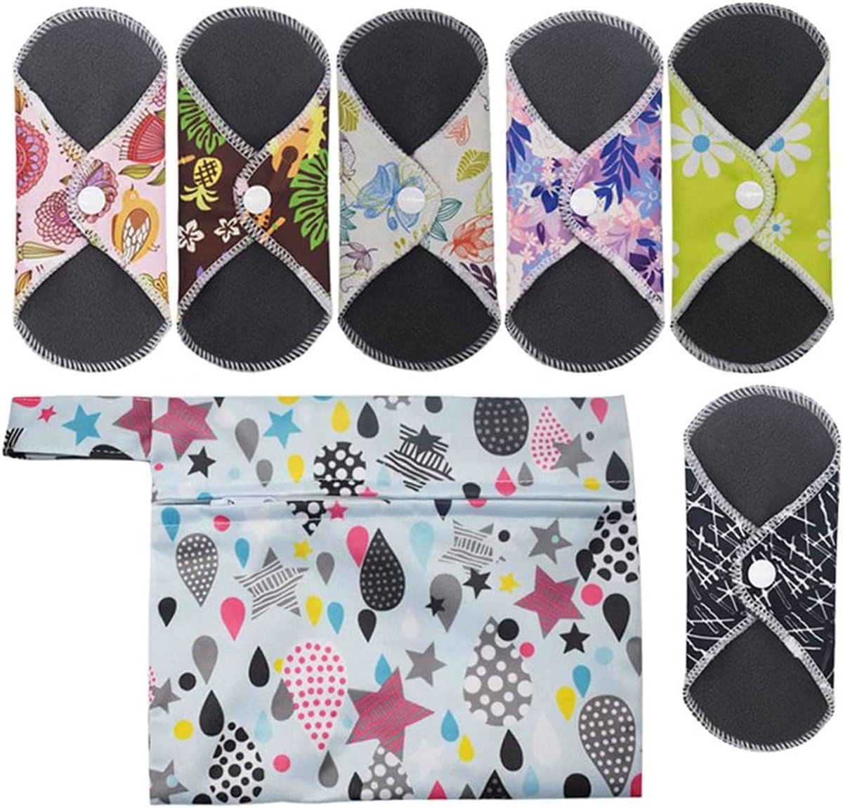 Herbruikbare maandverbanden 6 stuks - Antibacterieel bamboe - Comfortabel en absorberend - ShopVlot