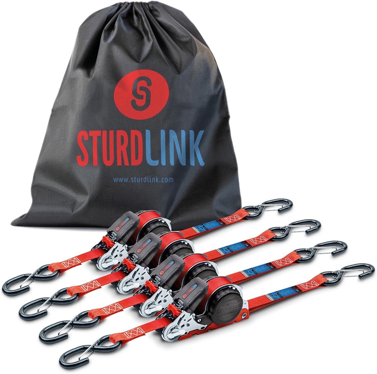 Lashing straps 5 m - automatische ratel - S haken met vergrendeling - ideaal voor het zekeren op aanhanger - ShopVlot