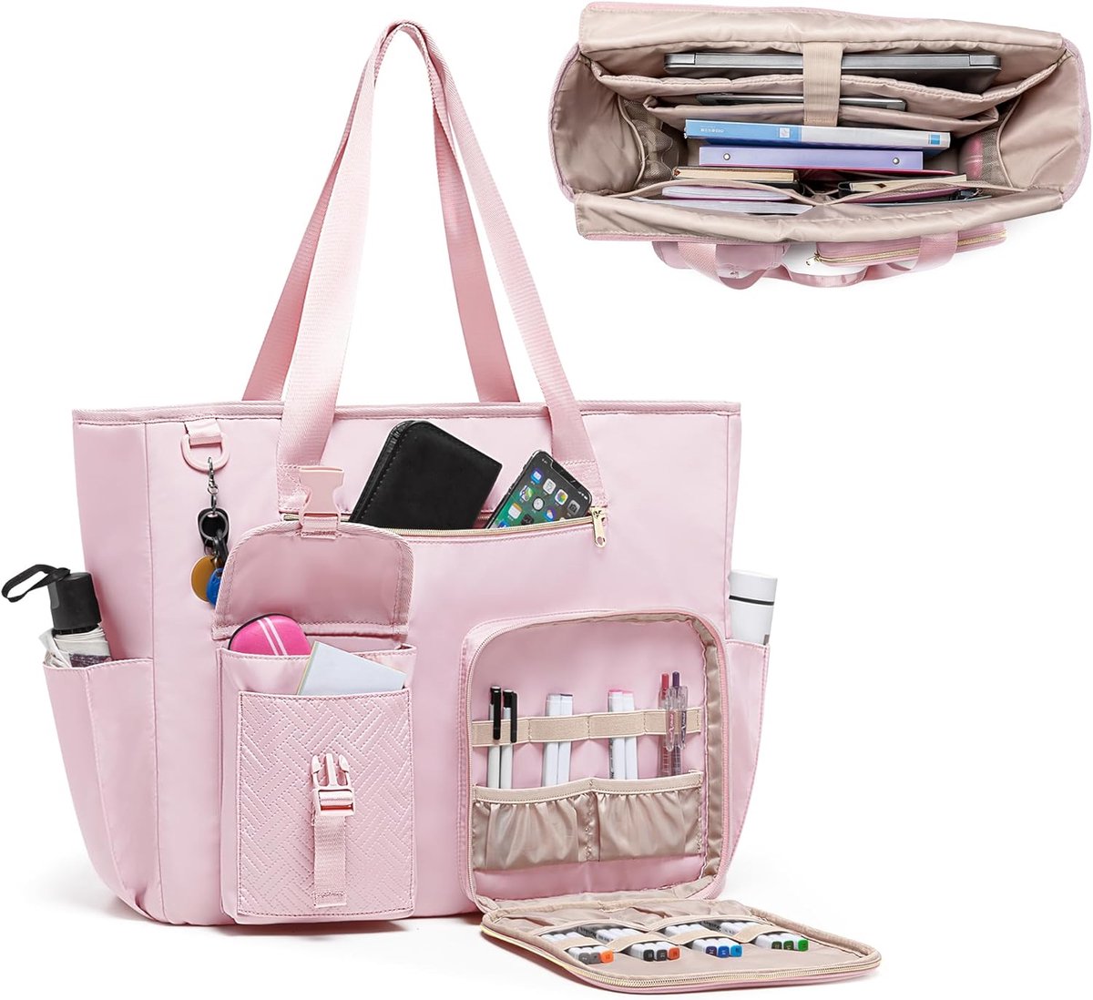 Draagtassen voor vrouwen 15,6 inch - extra groot - laptoptas met vak voor onderwijsmateriaal - ideaal voor leerkrachten - ShopVlot