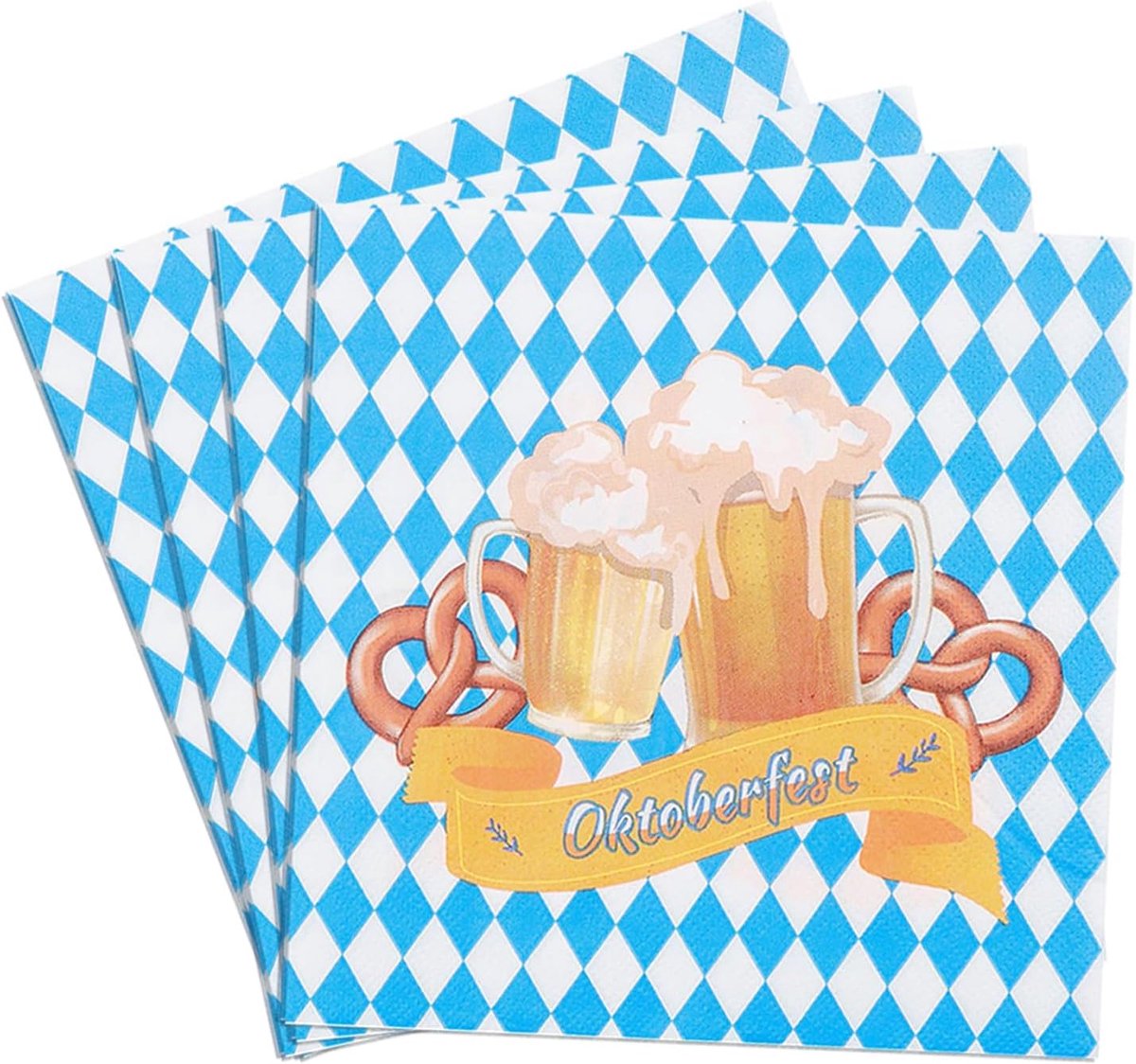 Papieren servetten 40 stuks - Blauw wit - Beierse decoratie - Perfect voor Oktoberfest - ShopVlot
