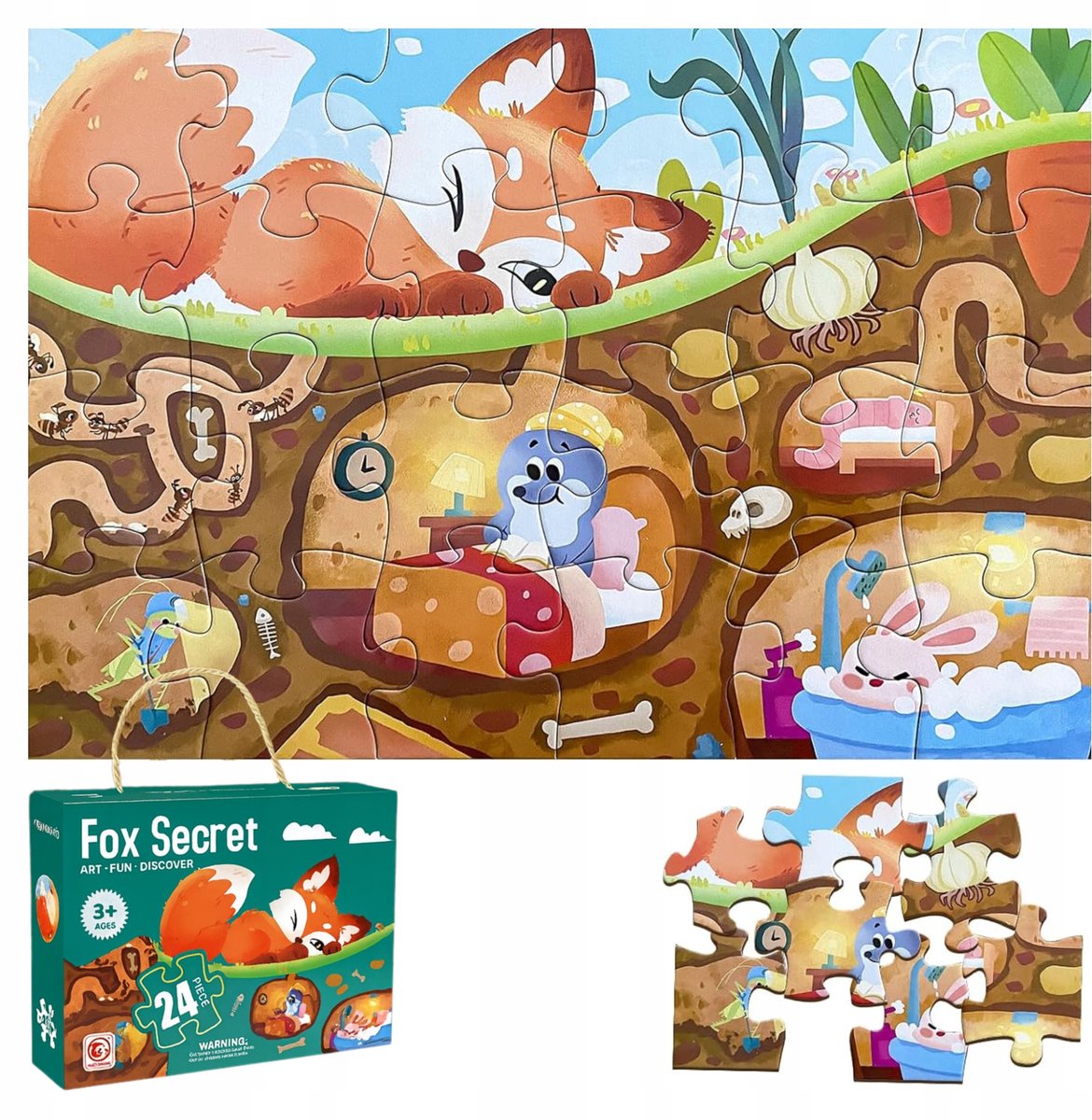 Leuke Kinderpuzzel Vos 24 Stukjes met Handvat - 3+ Jaar