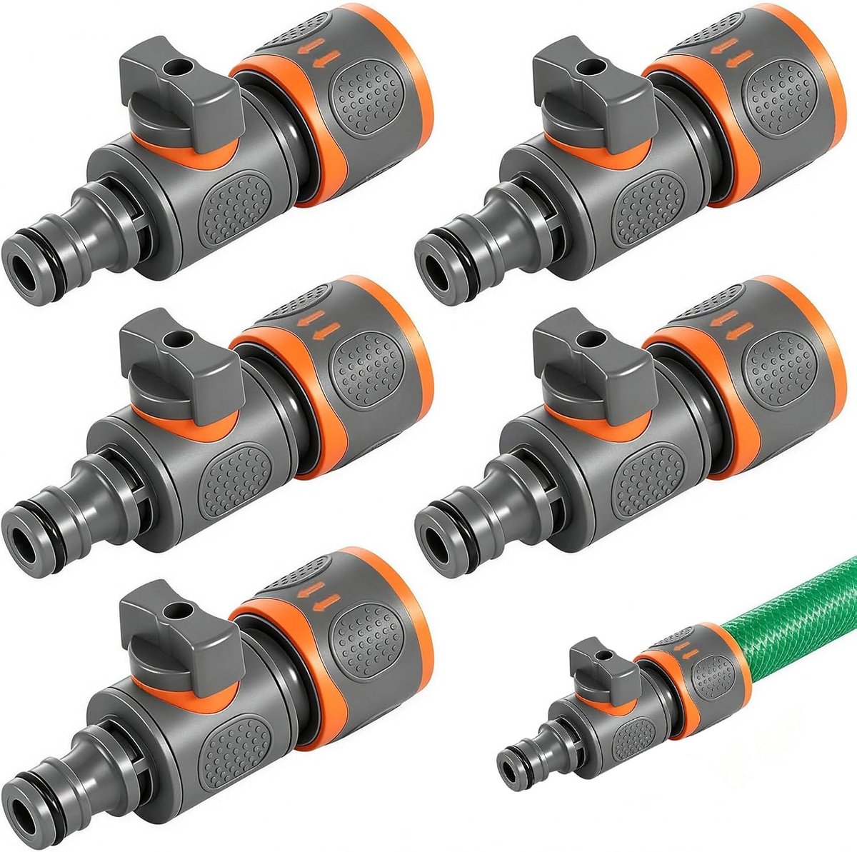 Koppelingen met regelventiel 5 stuks - robuust ABS-materiaal - stevige slangaansluiting - ideaal voor waterregeling - ShopVlot