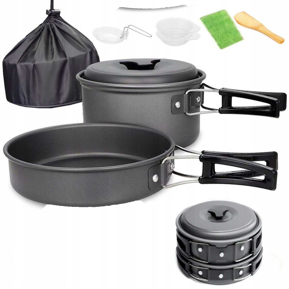 Kampeer Kookgerei Set 8 Delig Aluminium - Compact en lichtgewicht