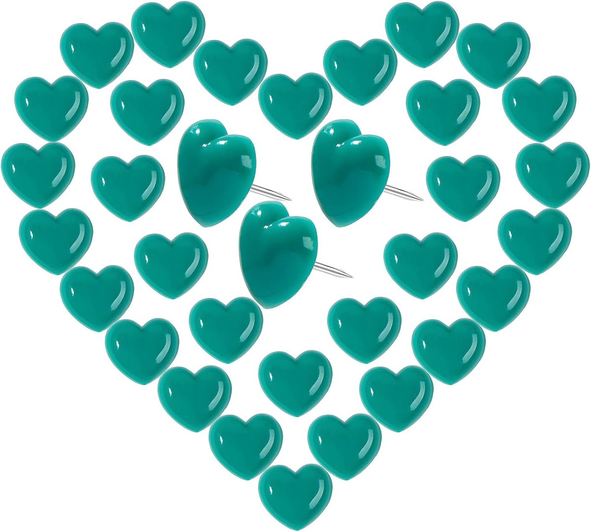Hartvormige Groene Push Pins 150 stuks - Decoratieve Plastic Pushpins voor Foto's en Tekeningen