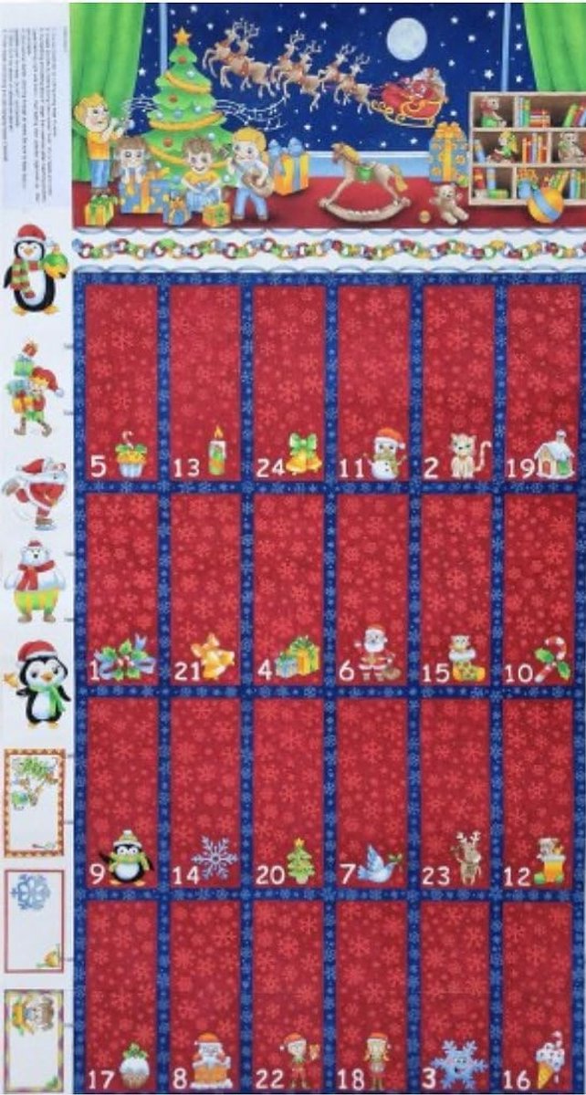 Adventskalender maken - stoffen panelen van patchwork kwaliteit katoen - eenvoudig en leuk voor het gezin - ShopVlot