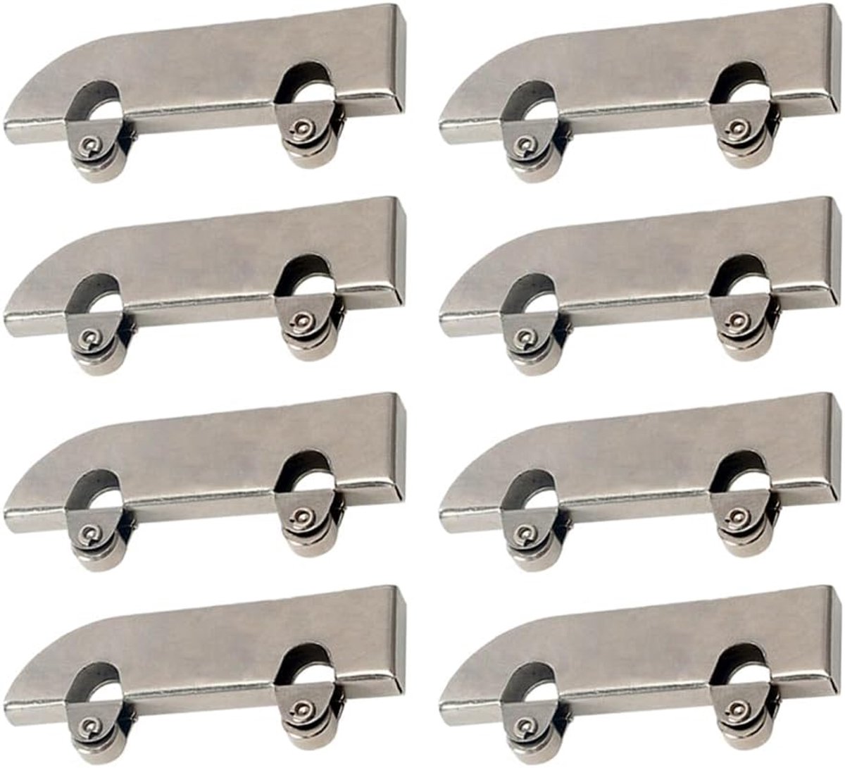 Glazen schuifdeur rolletjes 8 stuks - roestvrij staal/ijzer - voor 5mm dik glas - soepel bewegend - ShopVlot