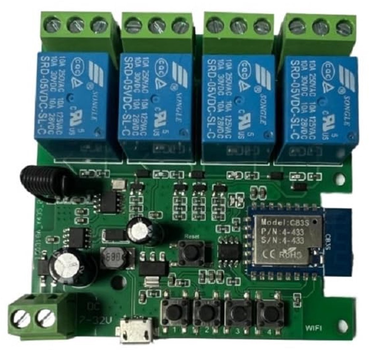 Switch Relay WiFi Home Automation - 4 Kanalen - Compatibel met Alexa en Google Assistent - ShopVlot