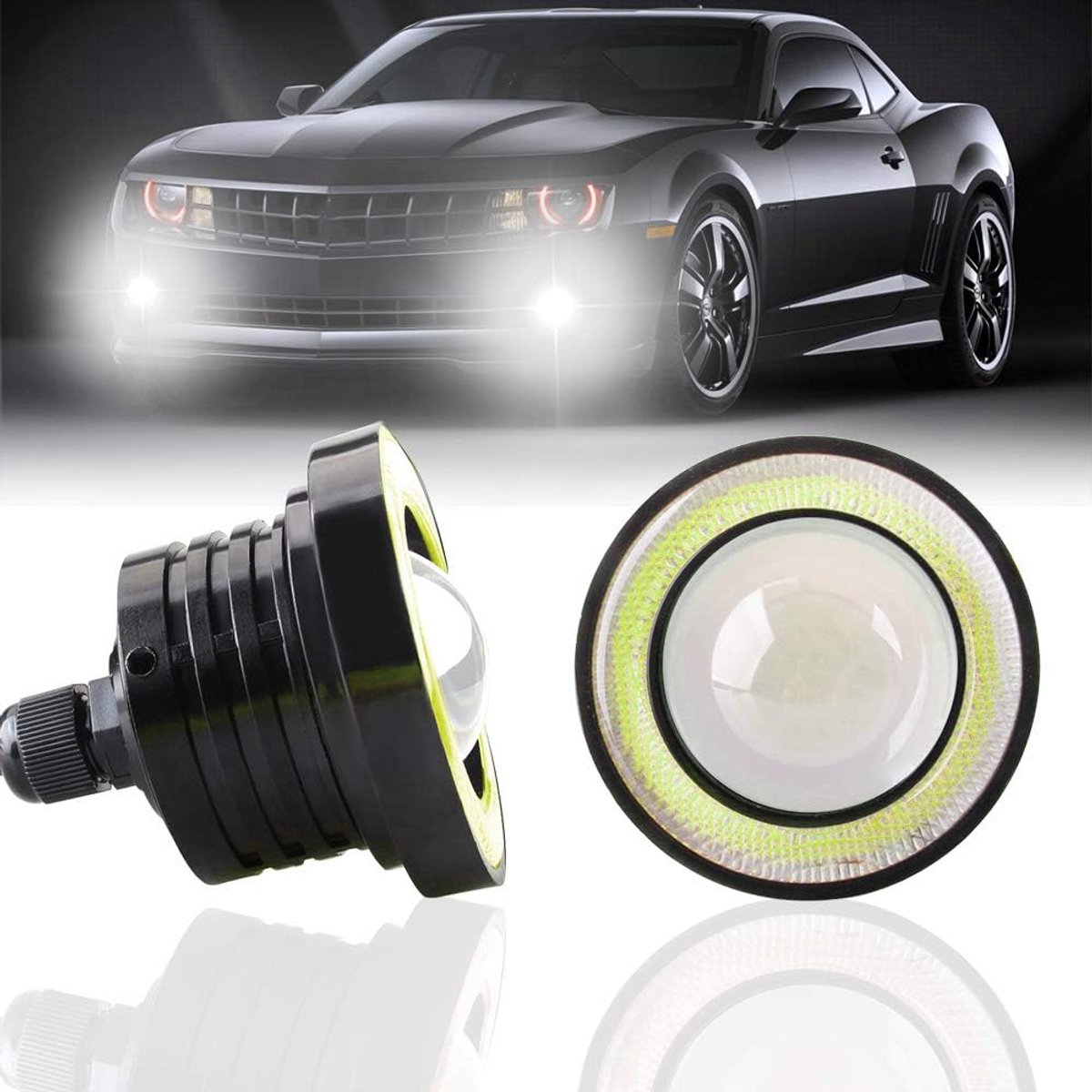 Foglamp 3" LED - Wit Halo Angel Eyes - Waterdicht en Schokbestendig - Voor Veilig Rijden - ShopVlot