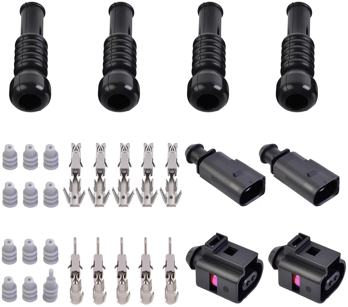 Wiring harness connector 2-polig - met klemmen en afdichtingen - voor Q5 Q7 R8 TT - ShopVlot