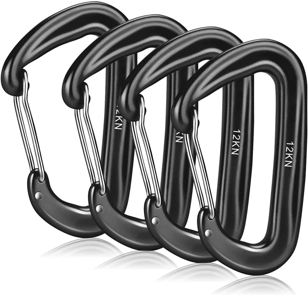 Carabiner haken set van 4 - aluminium - 12 kN draagkracht - ideaal voor camping - ShopVlot