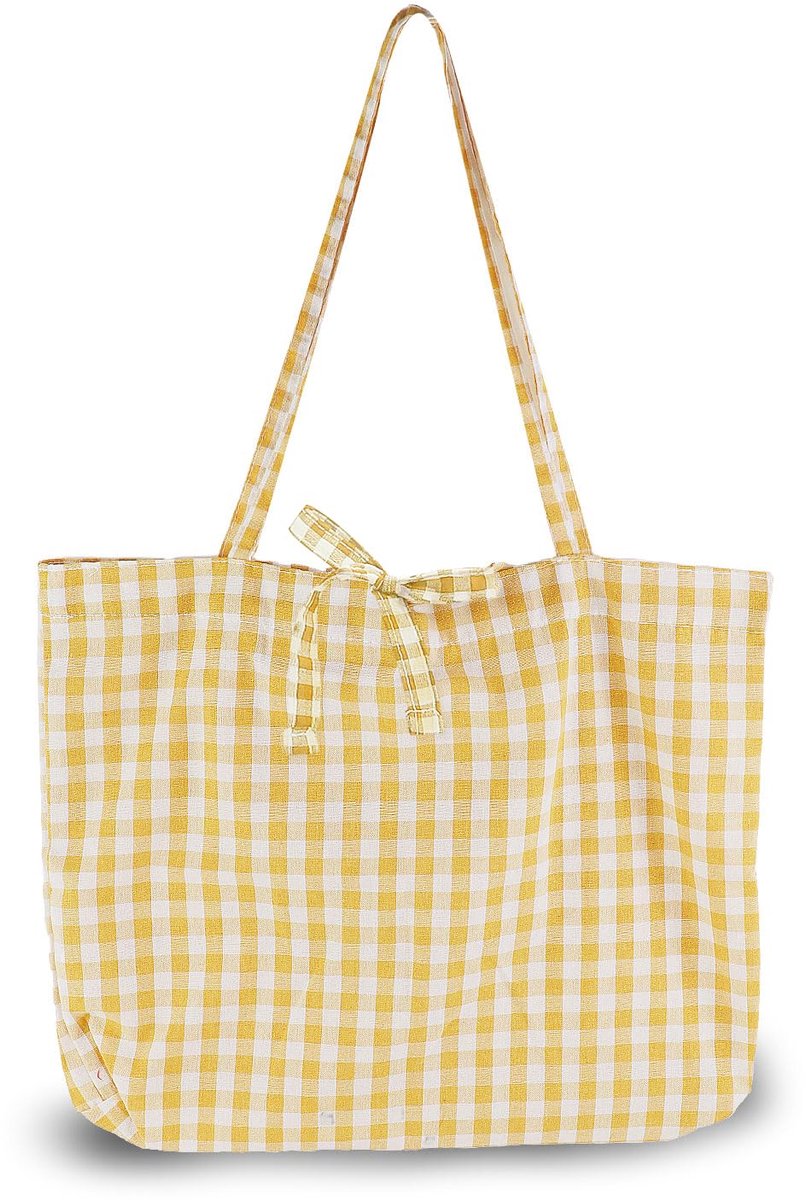 Shoppertas small - katoen - plaid patroon - ideaal voor winkelen - ShopVlot