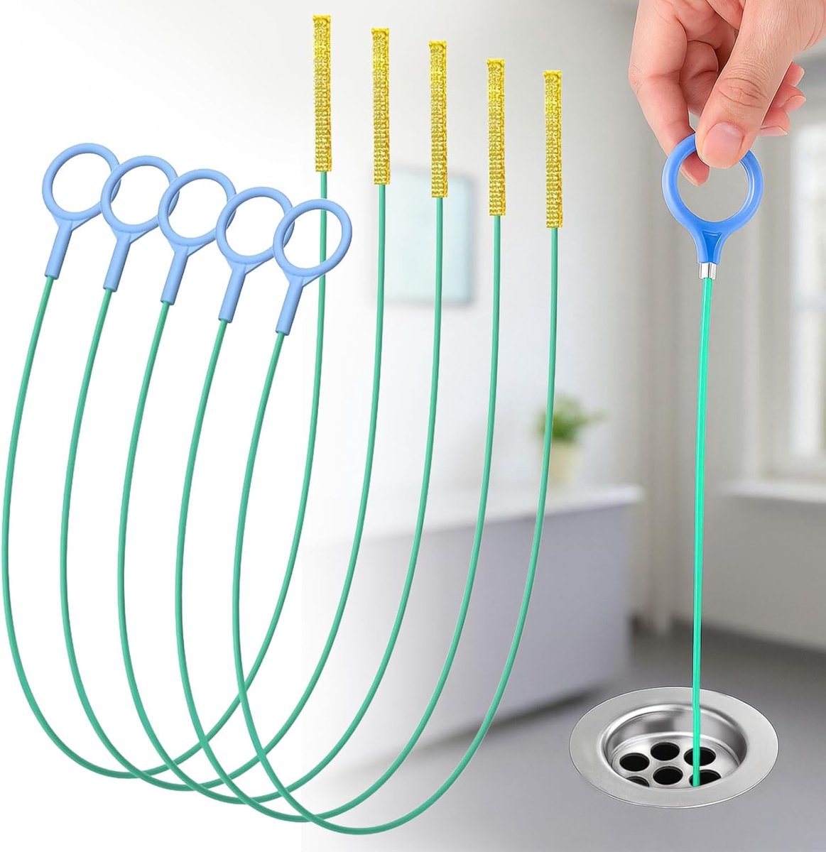 Afvoerreiniger spiraalset 90 cm - onbreekbaar staal - flexibel en duurzaam - haarverwijderaar voor badkamer en keuken - ShopVlot