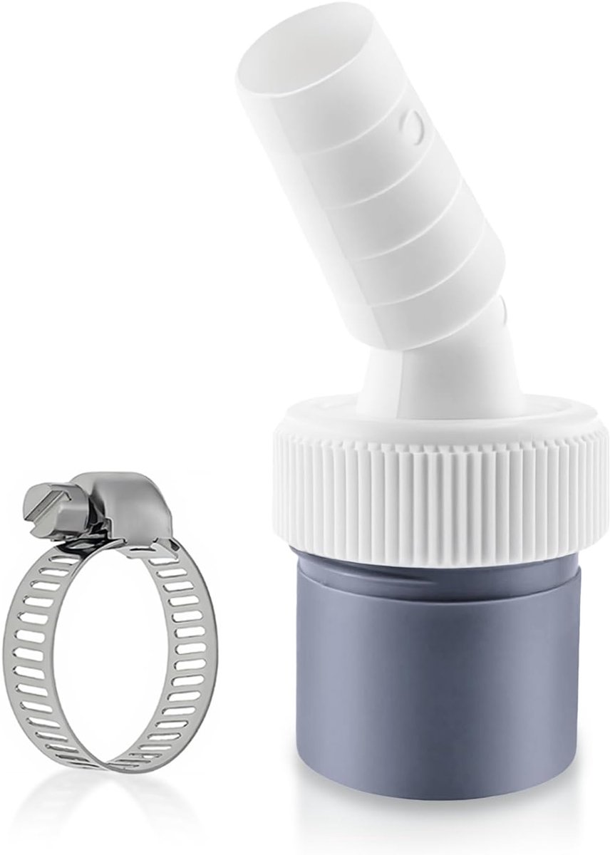 Drainadapter 19-24 mm - 45° hoekverbinding - met slangklem - eenvoudig te monteren - ShopVlot