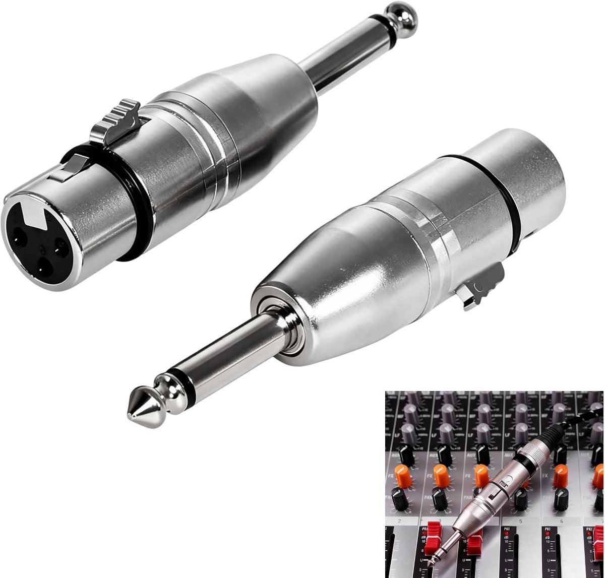 XLR naar 6.35mm adapter - 2 stuks - professionele stereo jack plug - ideaal voor microfoon en mixer - ShopVlot