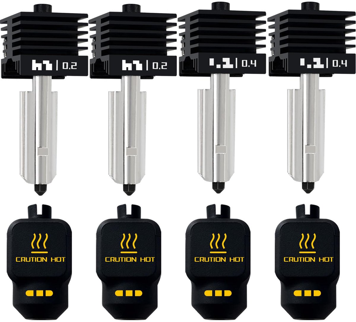 Hotend set 4pcs 0.3mm 0.5mm - gehard staal - temperatuurbestendig - verstoppingsvrij - ShopVlot