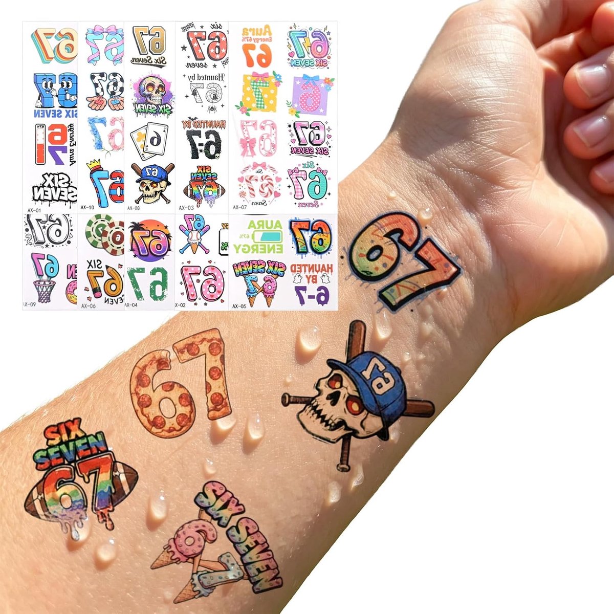 Meme tattoostickerset 67 - 10 vellen - waterdicht - trendy decoratie voor telefoon en laptop - ShopVlot