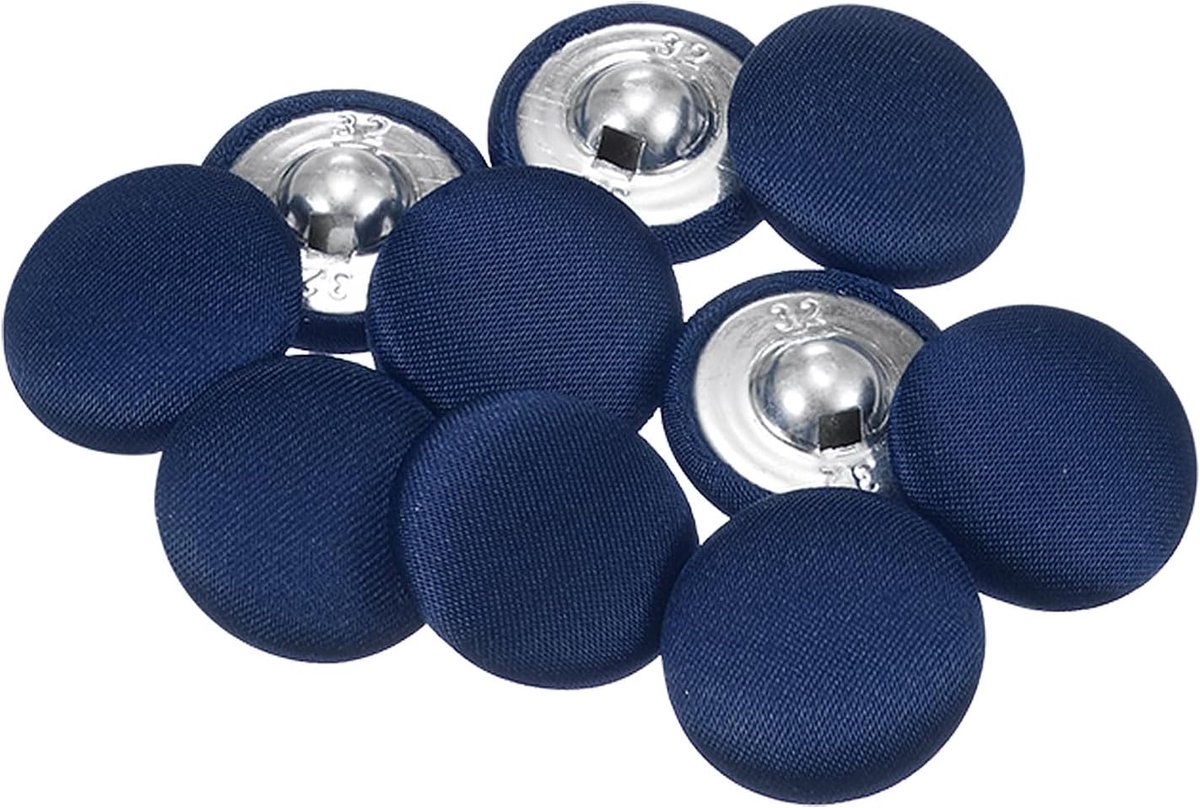 Knopen om op te naaien, metalen schacht, 20 mm gecoate stof voor jurken, blouses, truien, middenblauw