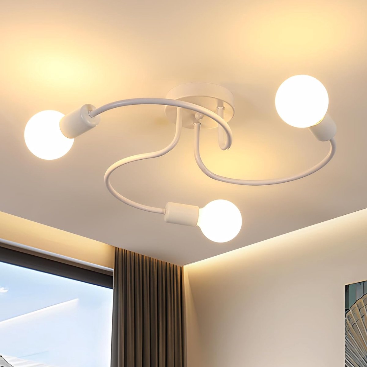 Industriële plafondlamp 3 vlammen moderne metalen plafondlamp E27 plafondlamp voor woonkamer, slaapkamer, keuken, gang
