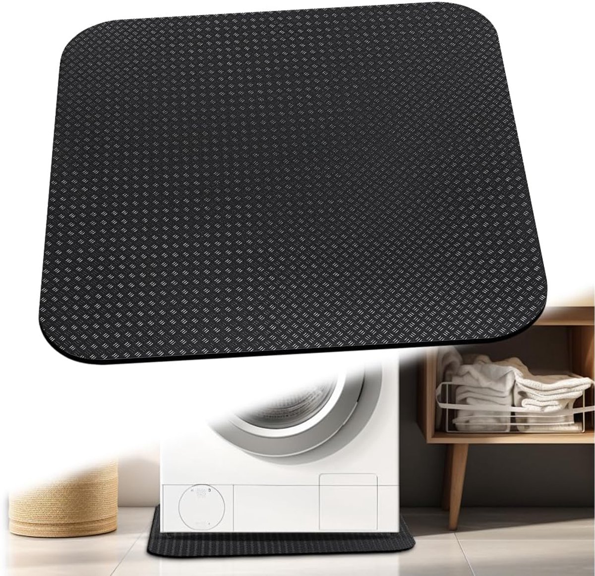 Wasmachineonderlegger, 60 x 60 cm, antislipmat en anti-trillingsmat voor wasmachine, dubbelzijdige siliconen rubberen mat, premium anti-trillingsmat, antislip voor droger, koelkast