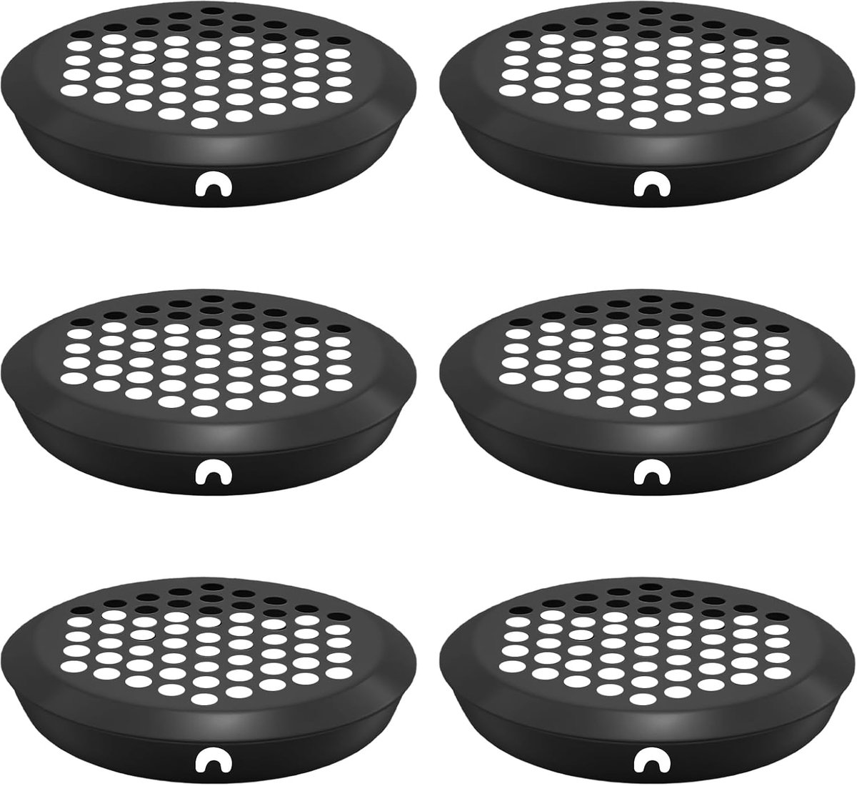 Roosters, schuin, zwarte ventilatiesleuven van roestvrij staal, rond ventilatierooster, 60 mm, bodemdiameter 53 mm, voor opbergkasten, schoenenkasten, keukenkasten