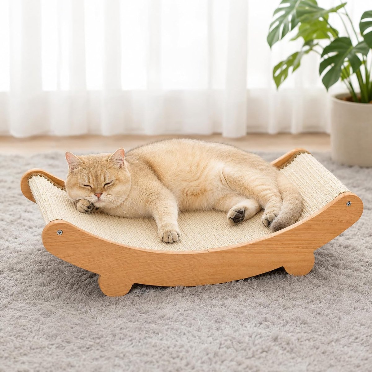 krabpaal voor katten, 160° gebogen design, gebogen sisalkrabpaal, extra groot, 60 x 35 x 15 cm, krabmeubel, 2-in-1 krabmat en kattenbed voor alle katten