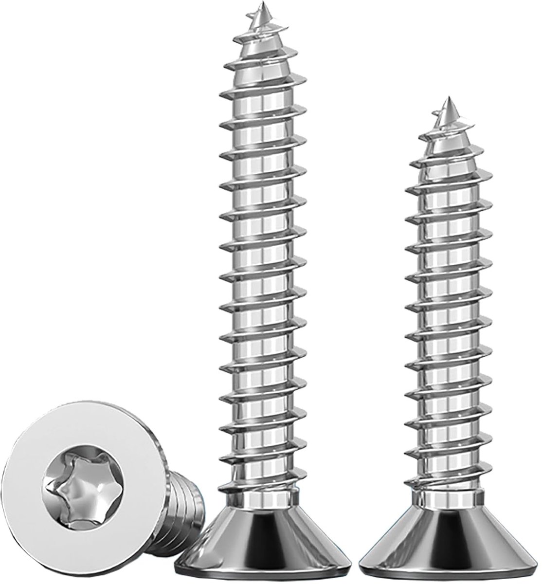 X 10 mm Torx verzonken schroeven, zelftappend, roestvrij staal 304, hoge sterkte, volledige schroefdraad, voor hout/plaat/gipsplaten/kunststof (60 stuks)