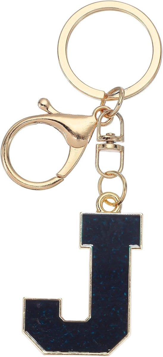 Eerste letter Sleutelhanger, Charm Voor Handtas Sleutelhanger Auto Letter J Hanger Sleutelhanger Voor Portemonnee Handtas Rugzak, Donkerblauw