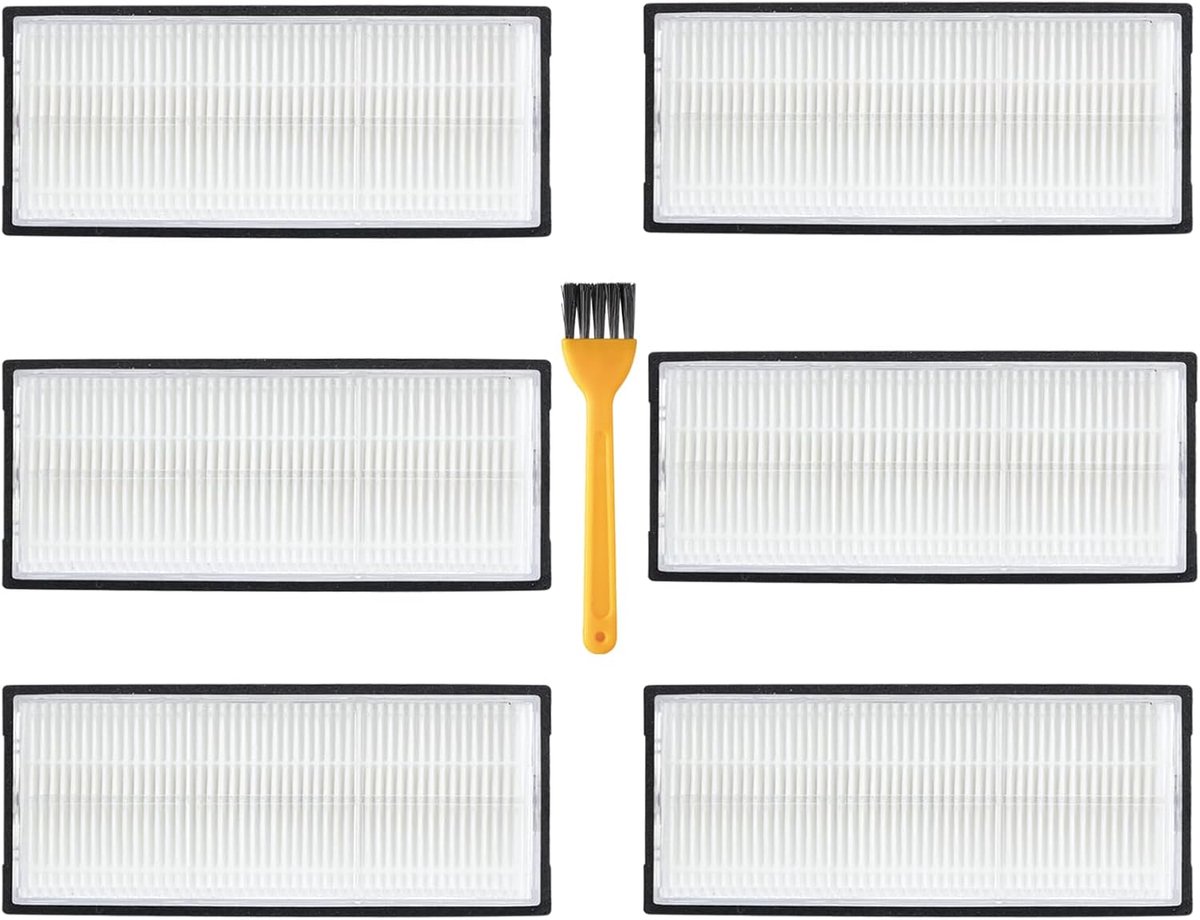 HEPA-filter voor Robotstofzuiger Roborock S7/S7 Maxv/S7 Maxv Ultra/S7 Max Ultra/S7 Pro Ultra/S8/S8+/S8 Pro Ultra - Set van 6 Filteraccessoires met Borstel