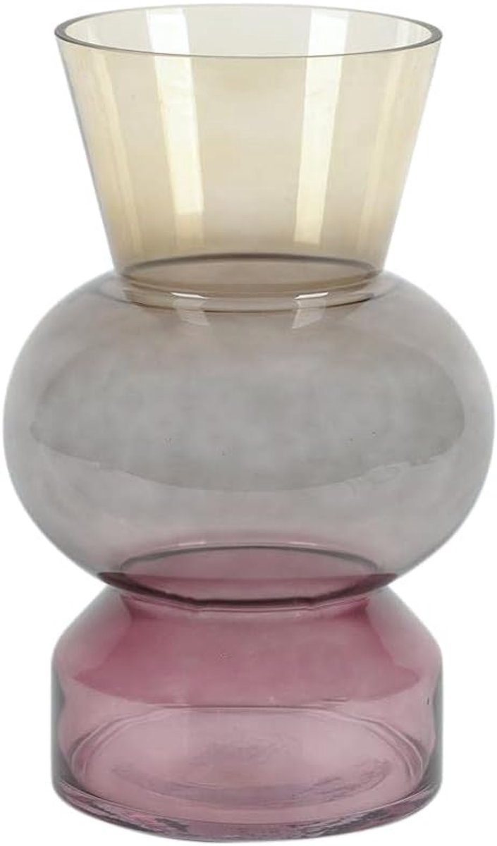 Vaas glas D 20 cm H 31.5 cm - 3 kleuren - stijlvol design - perfect voor bloemen - SnelShoppen