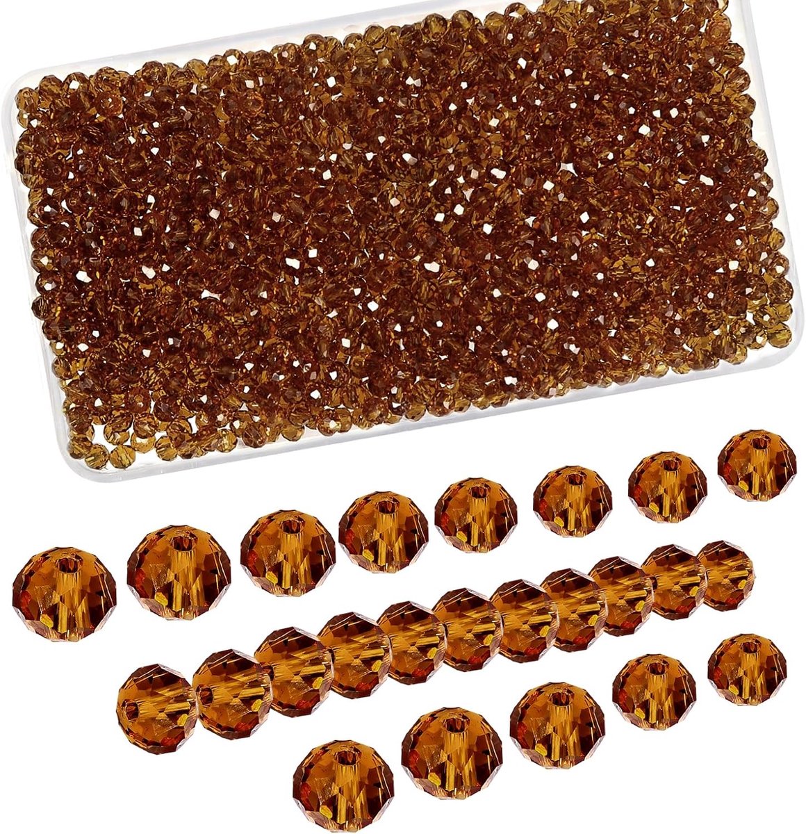 Kralen, bruin, rond, 4 mm, losse kristallen kralen, voor het maken van sieraden, doe-het-zelf, armbanden, halskettingen, handwerk