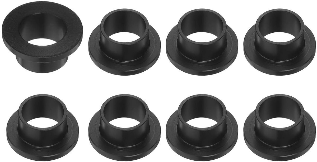8 stuks flensdoppen van kunststof, 12,8 mm boring x 15 mm buitendiameter x 10,15 mm lengte, kleur: zwart, van pom
